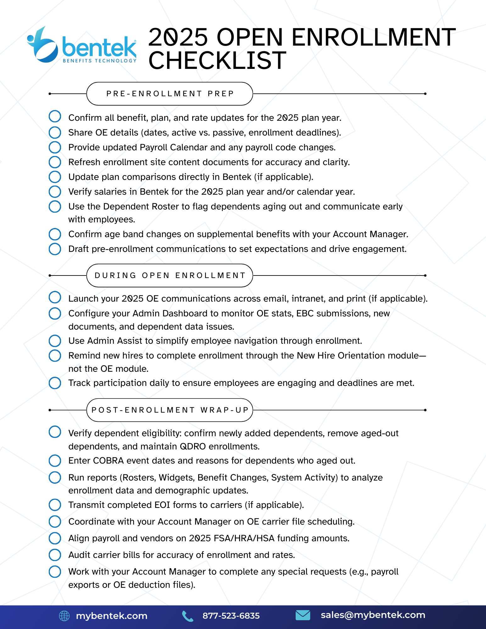 2025 Open Enrollment Checklist