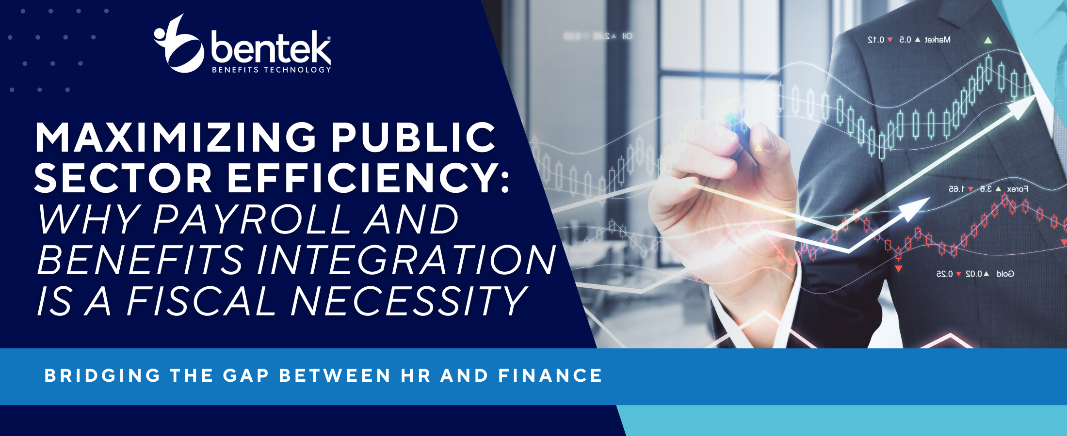 Payroll and Benefits Integration for public sector HR and Finance, showing financial growth analytics and data-driven efficiency