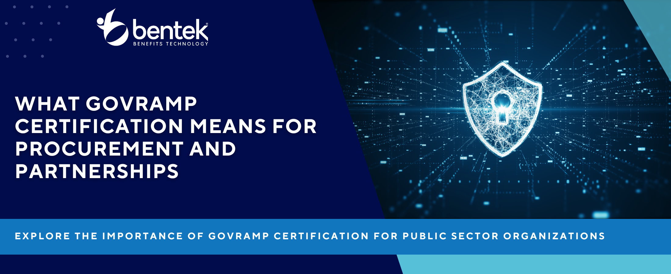 Bentek digital banner explaining GovRAMP certification for public sector technology procurement and vendor partnerships.